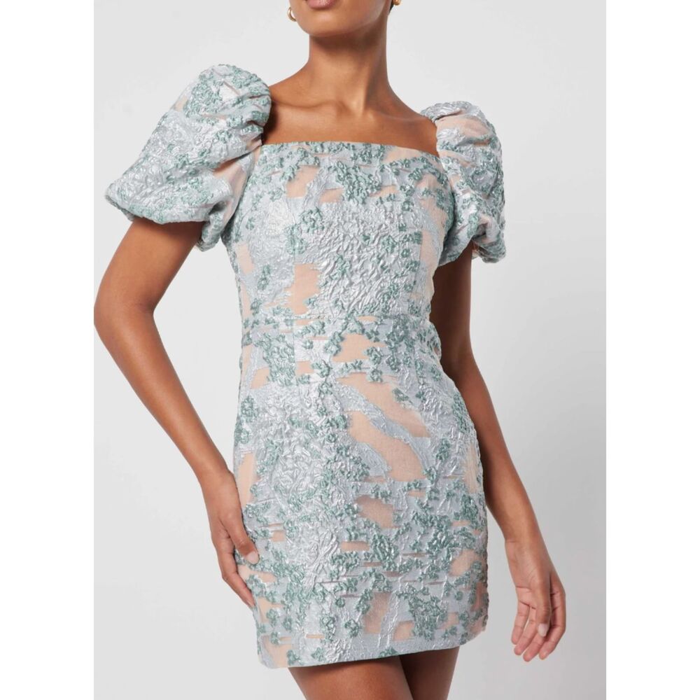 Elliatt Alexandra Puff Sleeve Mini Dress Blue Size XS New